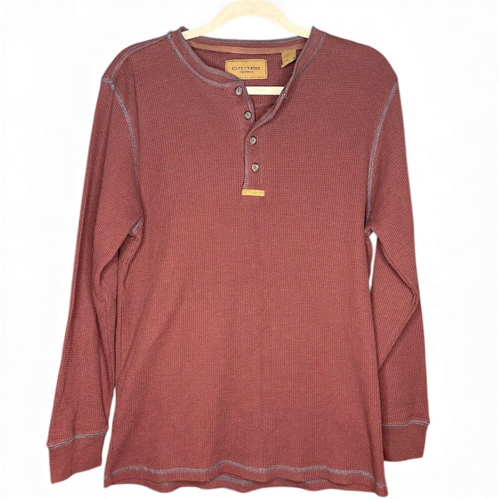 Clearwater Outfitters Mens Long Sleeve Waffle Knit Henley Thermal - M Base Layer